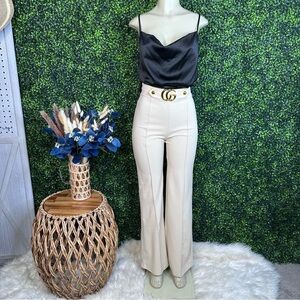 Nwt beige flare leg high‎ waist pants nwt